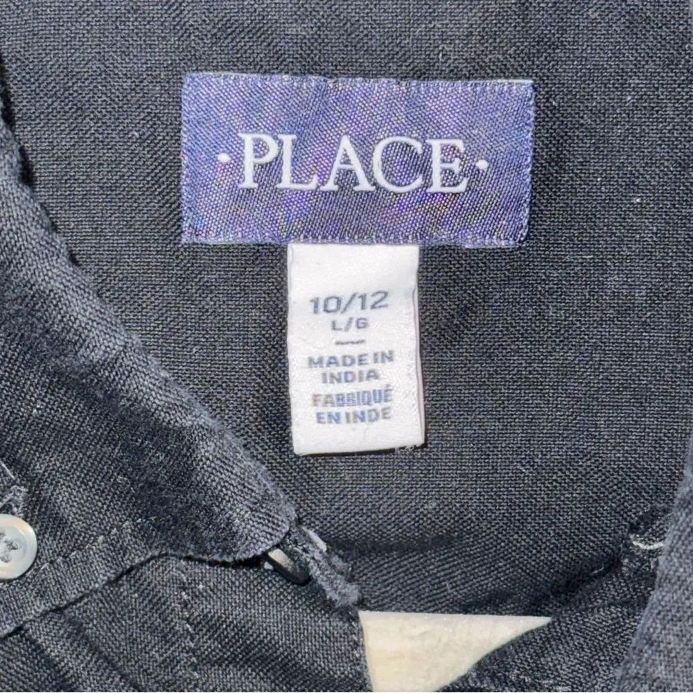 The Children's Place size L 10/12 Black Casual Button-Down Shirt
